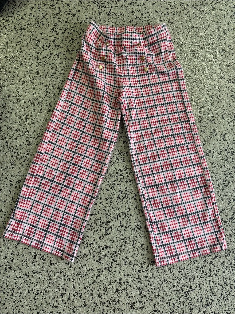 Old Navy Pink Plaid Wide-Leg Girls Pants